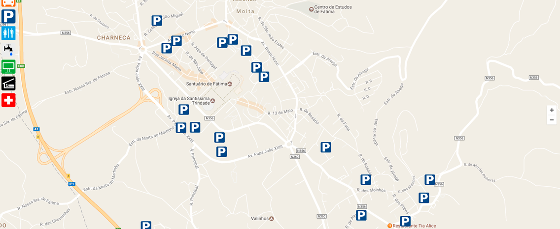 Mapa caminhos de fátima ANPC autoridade nacional protecção civil interactivo informações úteis