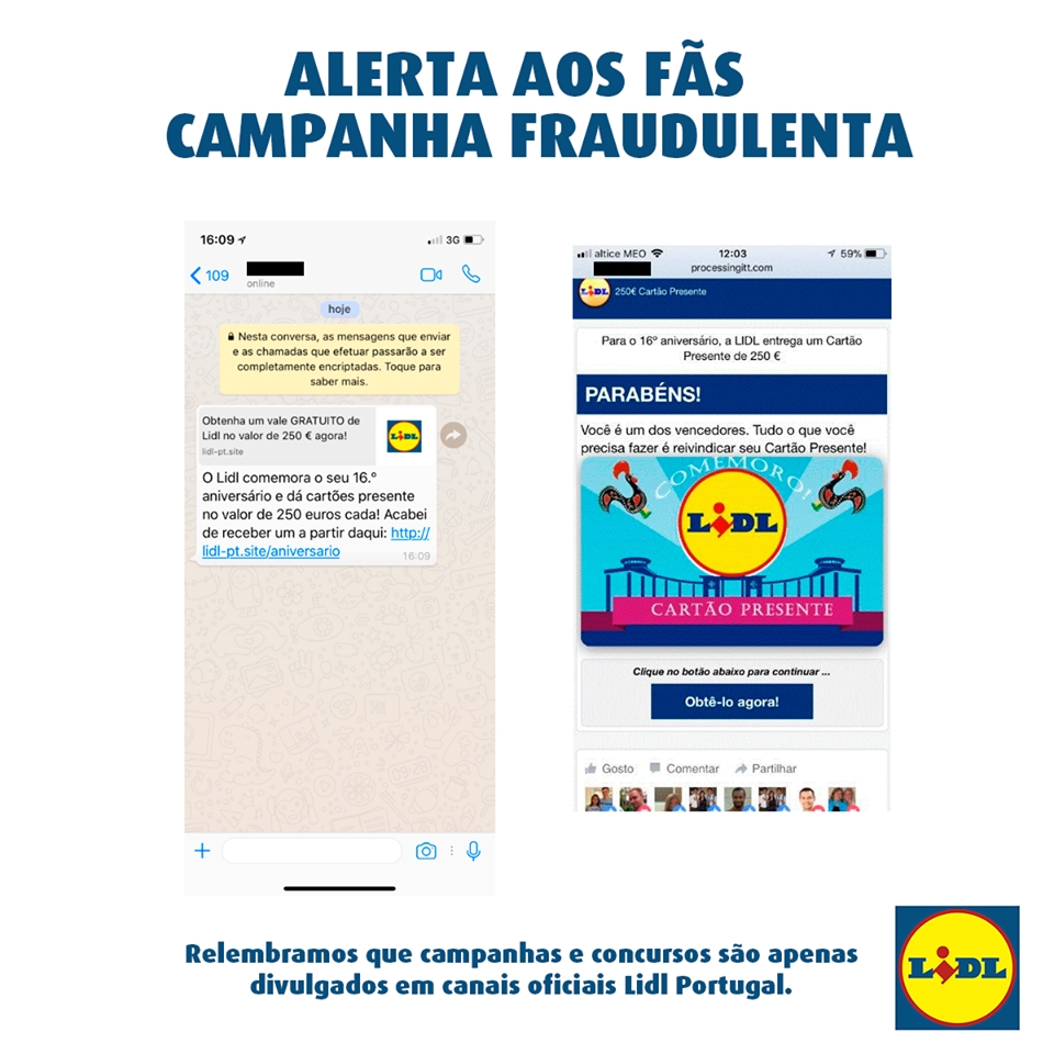 Lidl alerta para campanhas fraudulentas nas redes sociais
