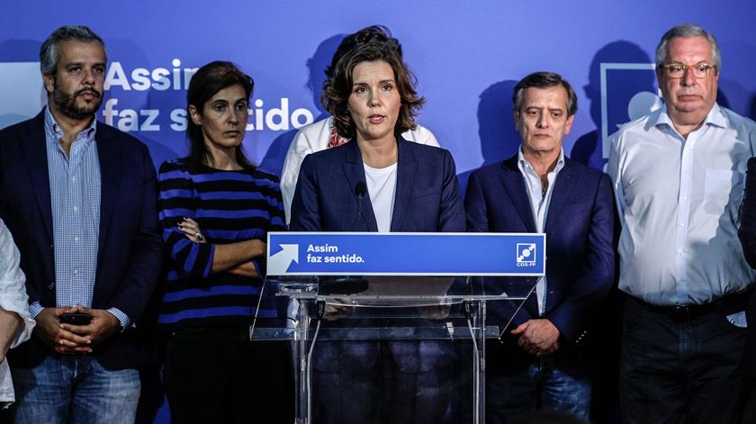 Assunção Cristas concede derrota na sede de campanha do CDS-PP, noite legislativas 2019. Foto: António Cotrim/Lusa