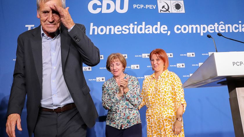 Jerónimo de Sousa reage aos resultados da CDU na sede de campanha legislativas 2019. Foto: João Relvas/Lusa