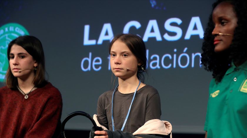 Greta Thunberg discursa em Madrid. Foto: Kiko Huesca